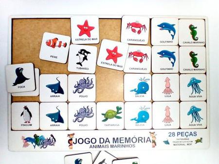 Jogo Da Memoria Personalizado Bichos Educação Infantil Mdf na