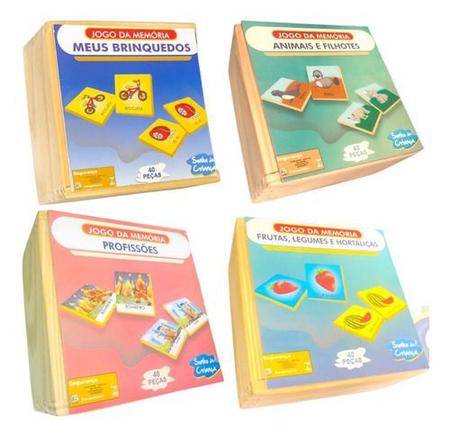 Kit Com 4 Jogos Divertidos Em Madeira Brinquedo Educativo