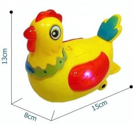 Imagem de Brinquedo Eletrônico Divertido Infantil Bate e Volta Gira 360 Com Som e Luzes Galinha Bota Ovos
