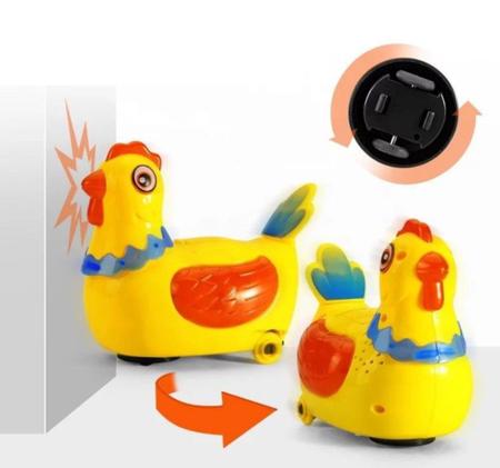Imagem de Brinquedo Eletrônico Divertido Infantil Bate e Volta Gira 360 Com Som e Luzes Galinha Bota Ovos