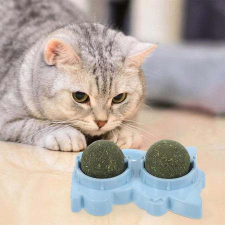 Bola de Catnip de 4 Peças Montada na Parede Brinquedo de Bola de