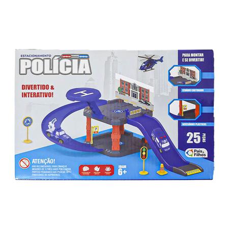 Estacionamento de brinquedo Pista carrinhos Polícia 25 peças - Escorrega o  Preço