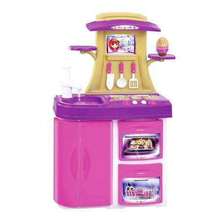 Imagem de Brinquedo Fogão Cozinha Infantil Menina Meg mais Capcake Panela e Acessorios som Luzes - Magic Toys