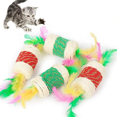 Brinquedo Gato Bolinha Sisal Catnip Com Penas Formato Cilindro - Napi Imagem de Brinquedo Gato Bolinha Sisal Catnip Com Penas Formato Cilindro