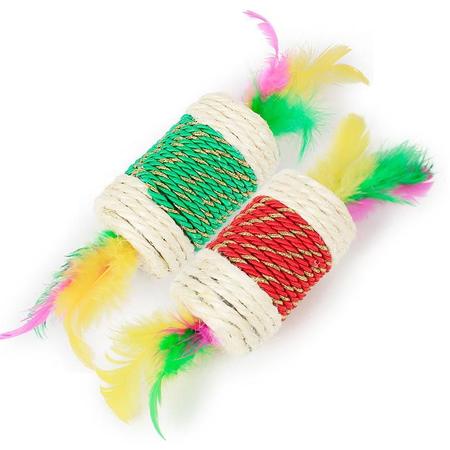 Brinquedo Gato Bolinha Sisal Catnip Com Penas Formato Cilindro - Napi Imagem de Brinquedo Gato Bolinha Sisal Catnip Com Penas Formato Cilindro