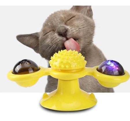 Brinquedo para Gatos de Moinho de Vento Amarelo