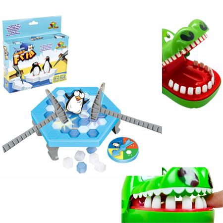 Imagem de Brinquedo Infantil 2 Jogos Crocodilo e Quebra Gelo Pinguim