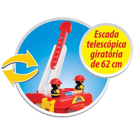 Brinquedo Infantil Caminhão Bombeiro Grande - Com Som - Mercotoys - Caixa