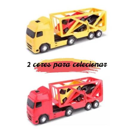 Caminhão Carreta Cegonheira Cegonha + 2 Carrinhos Brinquedo Infantil  Meninos Promoção - Escorrega o Preço