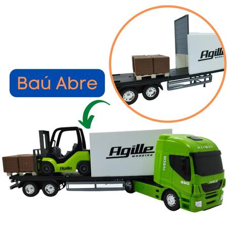 Brinquedo Carreta Iveco Hi-way Com Empilhadeira Agille