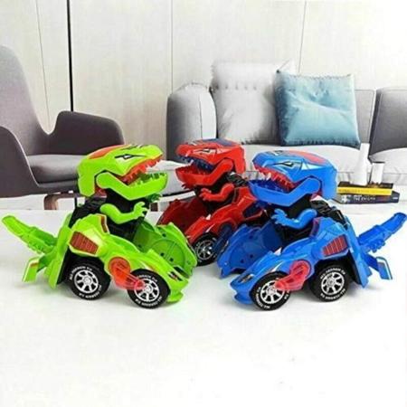 Imagem de Brinquedo Infantil Carro que Vira Dinossauro com Música e Luzes Coloridas Azul