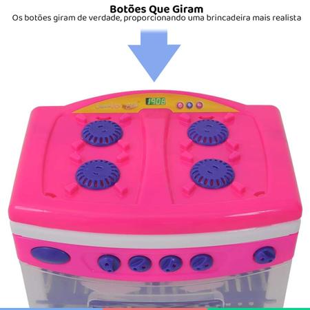 Imagem de Brinquedo Infantil Casinha Flor Estilo Fogão Kit Cozinha Com Acessórios Som Criança +3 Anos Xalingo