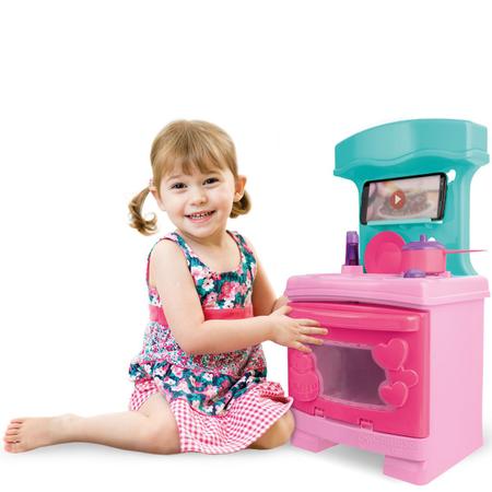 Imagem de Brinquedo Infantil Cozinha Sonho de Menina com Suporte para Celular e Acessórios Sweet Fantasy +3 anos Cardoso Toys