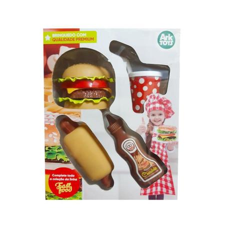 Mini Chef Hamburguer 18 Peças Brinquedo Educativo Comidinha de Faz de Conta