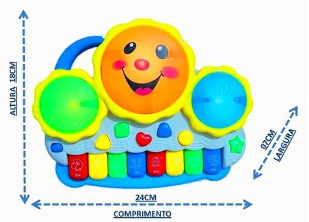 Imagem de Brinquedo Infantil Educativo Piano Tambor Com Musica E Luz Teclado Bebê Colorido