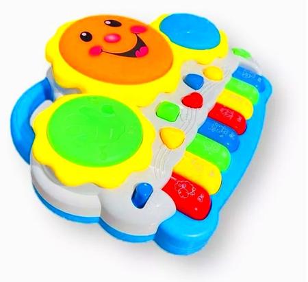 Imagem de Brinquedo Infantil Educativo Piano Tambor Com Musica E Luz Teclado Bebê Colorido