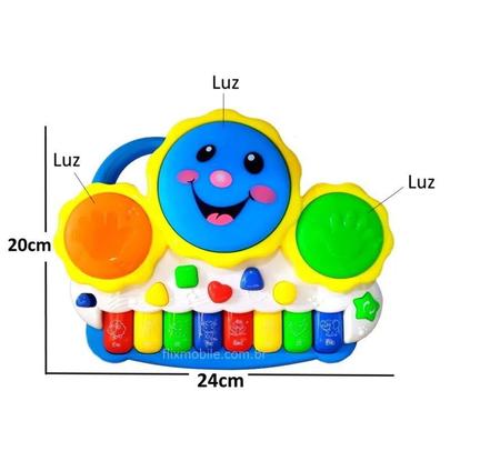 Brinquedo Para Bebê Educativo Piano Tambor Com Musica E Luz Teclado Infantil  Colorido - Toys - Piano / Teclado de Brinquedo - Magazine Luiza