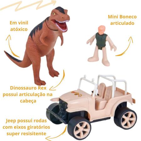 DINOSSAURO T-REX SAFARI COM SOM E JEEP - ADIJOMAR