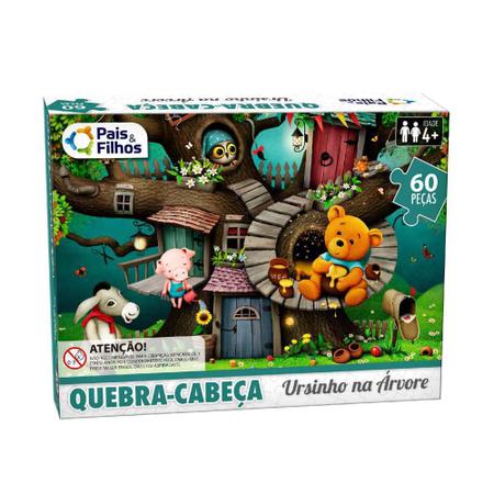 Brinquedo Infantil Jogo Quebra Cabeça 60 Peças Ursinho Na Arvore Premium  Pais e Filhos - Papellotti