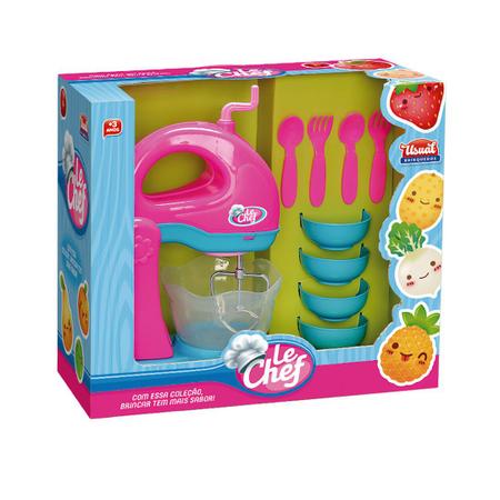 Imagem de Brinquedo infantil kit 4 usual liquidificador + batedeira + microondas + torradeira