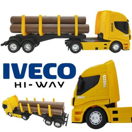 Caminhao Iveco HI-Way com Toras de Madeira - USUAL BRINQUEDOS