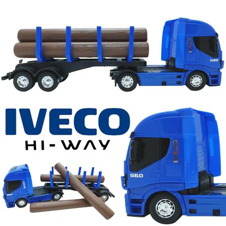 Caminhao Iveco HI-Way com Toras de Madeira - USUAL BRINQUEDOS