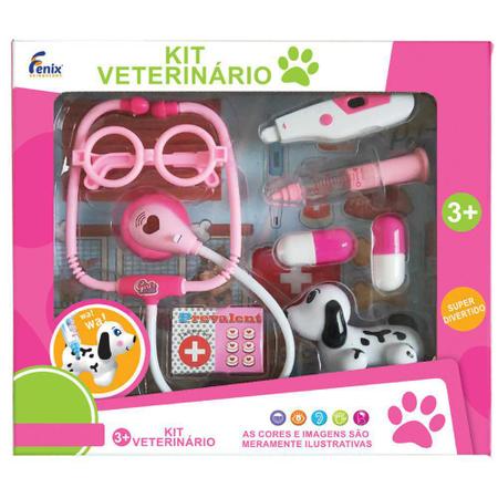 Imagem de Brinquedo Infantil Kit Veterinário Com Acessórios Rosa Fenix