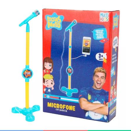 Brinquedo Infantil Luccas Neto Microfone Pedestal Luz Som Ajuste de Altura  Karaoke Crianca Musica - Baby&Kids