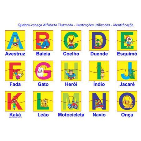 Quebra-Cabeça de Encaixe Letras - Alfabeto de Madeira - Brinquedo Educativo