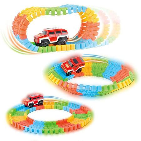 Imagem de Brinquedo Infantil Menino Carrinho Anda Na Pista Track Com 55 Peças Colorido Divertido Para Montar e Brincar