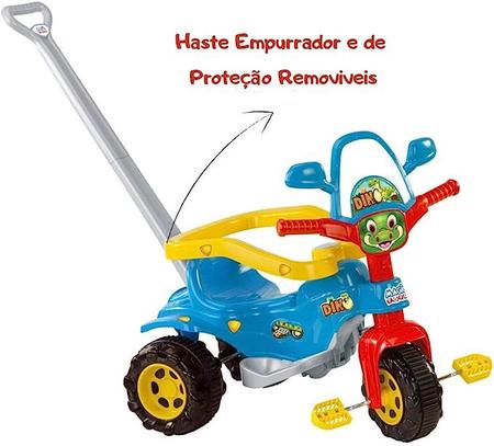 Imagem de Brinquedo Infantil Motoca Dinossauros Triciclo Tico Tico Dino Azul - Magic Toys