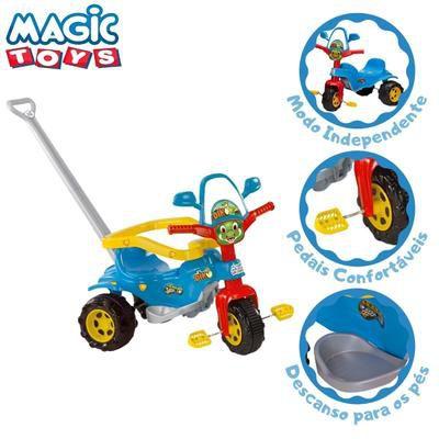 Imagem de Brinquedo Infantil Motoca Dinossauros Triciclo Tico Tico Dino Azul - Magic Toys