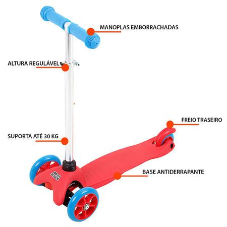 Imagem de Brinquedo Infantil Patinete 3 Rodas Vermelho e Azul BBR Toys