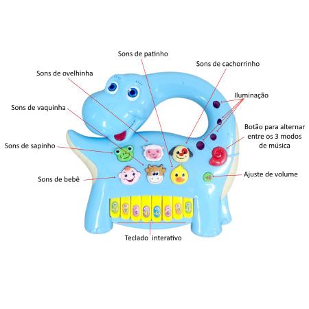 Teclado Pianinho Infantil Musical De Dinossauro Azul - Alfabay - Cubo  Mágico - Quebra Cabeças - A loja de Profissionais e Colecionadores!
