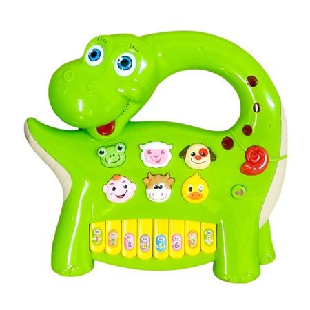 Teclado Pianinho Infantil Musical De Dinossauro Amarelo