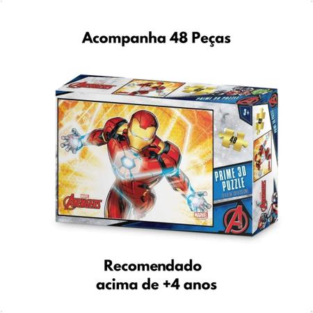 Imagem de Brinquedo Infantil Quebra cabeça 3D Homem de Ferro 48 Peças Multikids BR2030