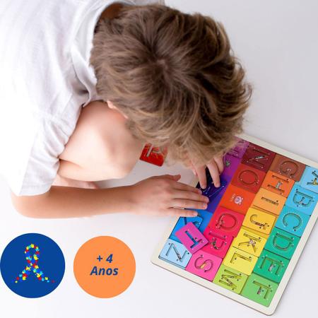 Imagem de Brinquedo Infantil Vamos Aprender a Escrever Alfabeto Vazado Presente Criança 4 5 6 anos Autismo Menino Menina Autista