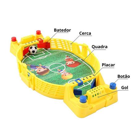 Futebol de mesa infantil pebolim moderno fliperama completo gol a gol  brinquedo campo botao