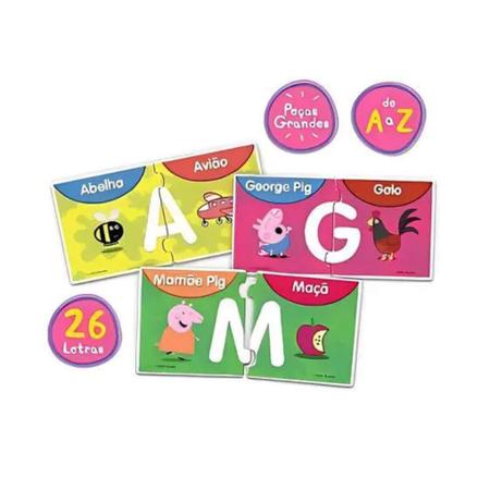 Imagem de Brinquedo Jogo Educativo Letras A a Z Peppa Pig Educativo Alfabetização +3 anos Mimo Toys - 2102