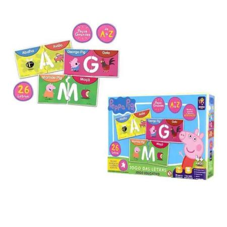 Imagem de Brinquedo Jogo Educativo Letras A a Z Peppa Pig Educativo Alfabetização +3 anos Mimo Toys - 2102