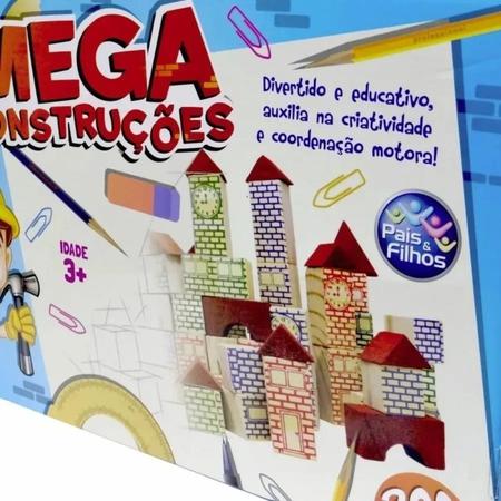 Brinquedo Jogo Mega Construções Blocos de Montar em Madeira 200 Peças -  Pais e filhos - Brinquedos de Montar e Desmontar - Magazine Luiza