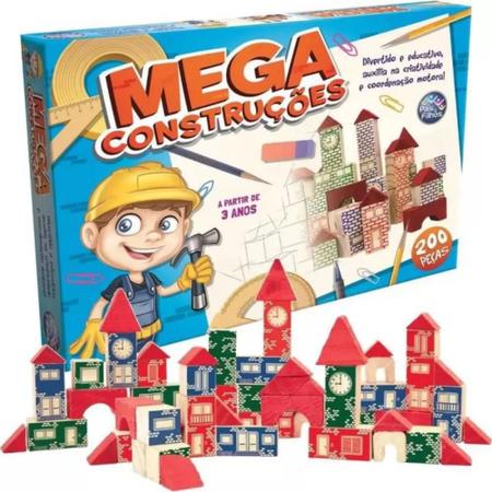 Brinquedo Jogo Mega Construções Blocos de Montar em Madeira 200 Peças -  Pais e filhos - Brinquedos de Montar e Desmontar - Magazine Luiza