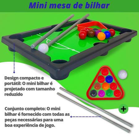 Mini Jogo De Mesa Sinuca Bilhar Madeira Completa Tacos Bolas Certificada  Inmetro - Toys - Mesa de Sinuca - Magazine Luiza