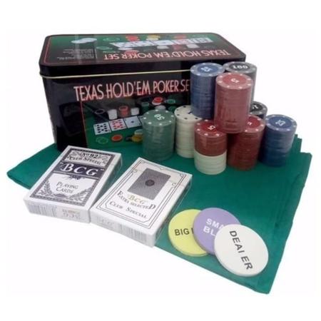 Brinquedo Jogo Texas Poker Set Lata com 200 fichas e 2 Baralhos - TEXAS  HOLD - Jogo de Poker - Magazine Luiza