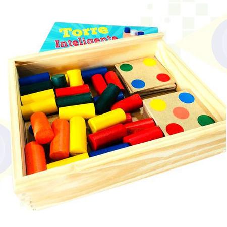 Jogo Torre Inteligente Madeira Montessori Estratégico Brinquedo