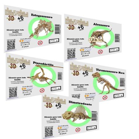 Brinquedo Quebra Cabeça 3d Dinossauro Tiranossauro Rex Mdf : :  Brinquedos e Jogos