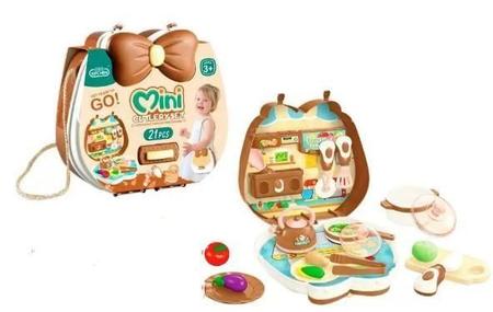 Imagem de Brinquedo Kit Cozinha 21 PÇS Mini Maleta Com Bolsa.