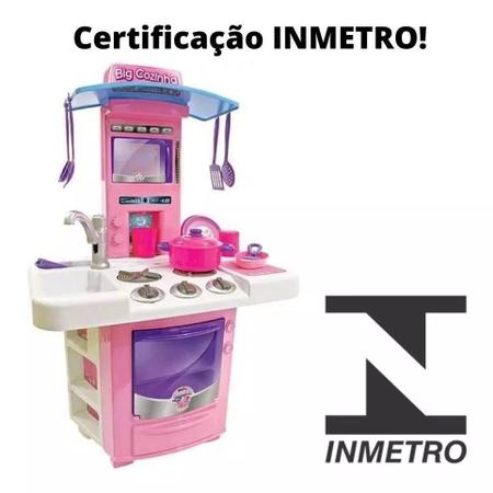 Imagem de Brinquedo Kit Cozinha e Fogão Infantil Pia Sai Água Completa Interativa Rosa - Big Star