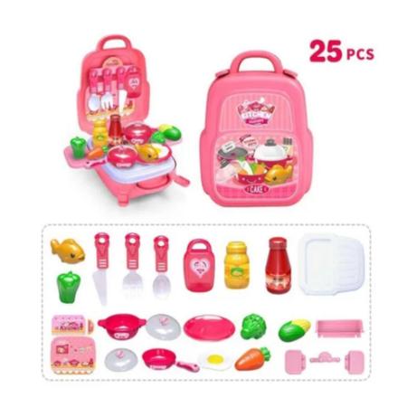 Kit Cozinha Infantil Joguinho De Outelaria Mini Chef Cor Rosa-chiclete