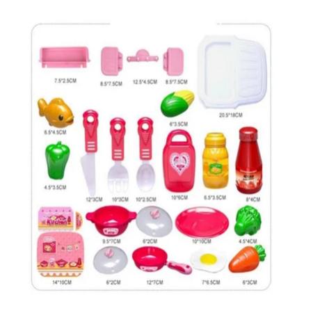 Kit Cozinha Infantil Joguinho De Outelaria Mini Chef Cor Rosa-chiclete